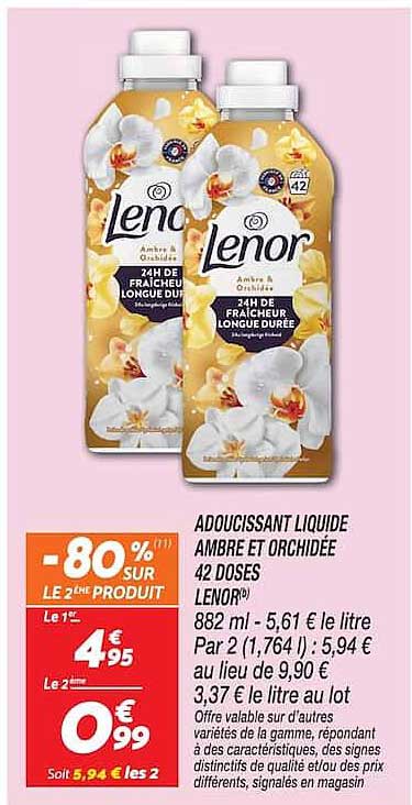 ADOUCISSANT LIQUIDE AMBRE ET ORCHIDÉE 42 DOSES LENOR®
