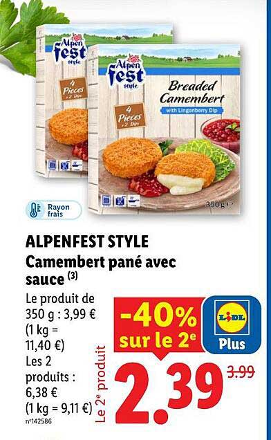 ALPENFEST STYLE Camembert pané avec sauce