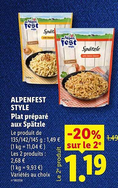 ALPENFEST STYLE Plat préparé aux Spätzle