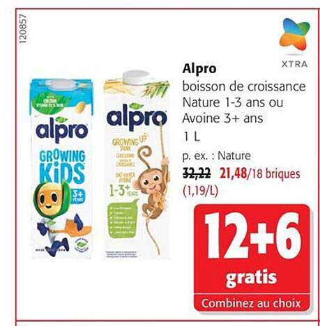 Alpro boisson de croissance Nature 1-3 ans ou Avoine 3+ ans 1 L
