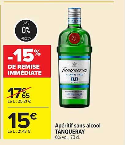 Apéritif sans alcool TANQUERAY 0% vol., 70 cl.