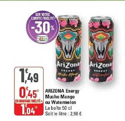 ARIZONA Energy Mucho Mango ou Watermelon