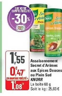 Assaisonnement Secret d’Arômes aux Épices Douces ou Plein Sud KNORR