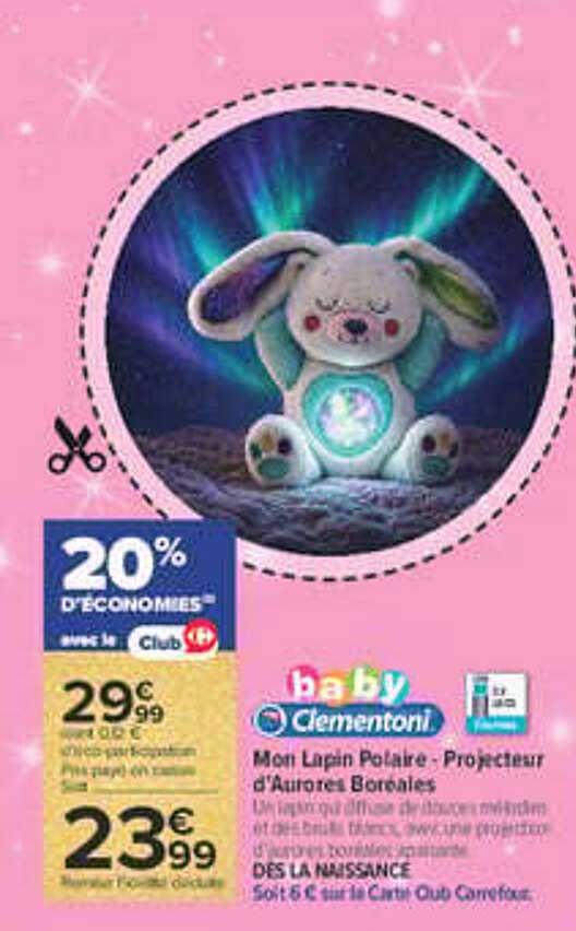 baby Clementoni Mon Lapin Polaire - Projecteur d'Aurores Boréales