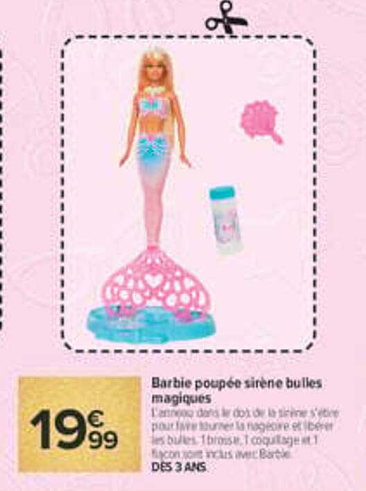 Barbie poupée sirène bulles magiques