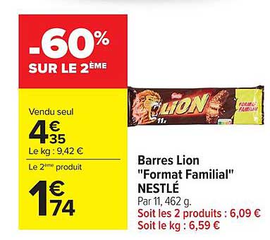 Barres Lion "Format Familial" NESTLÉ