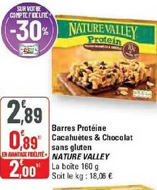 Barres Protéine Cacahuètes & Chocolat sans gluten NATURE VALLEY