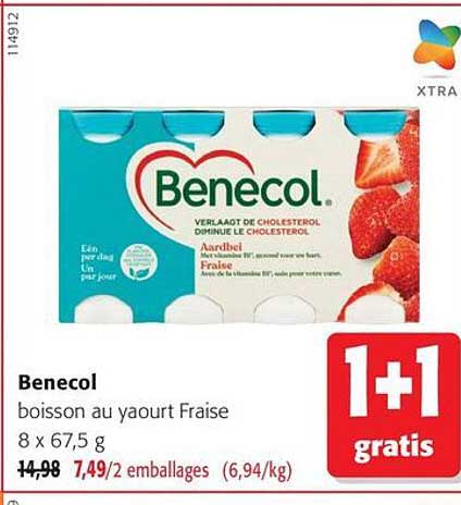 Benecol boisson au yaourt Fraise 8 x 67,5 g