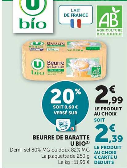 Beurre de baratte U bio