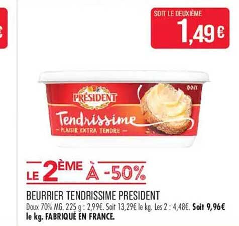 BEURRIER TENDRISSIME PRESIDENT