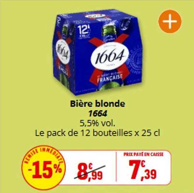 Bière blonde 1664 5,5% vol. Le pack de 12 bouteilles x 25 cl