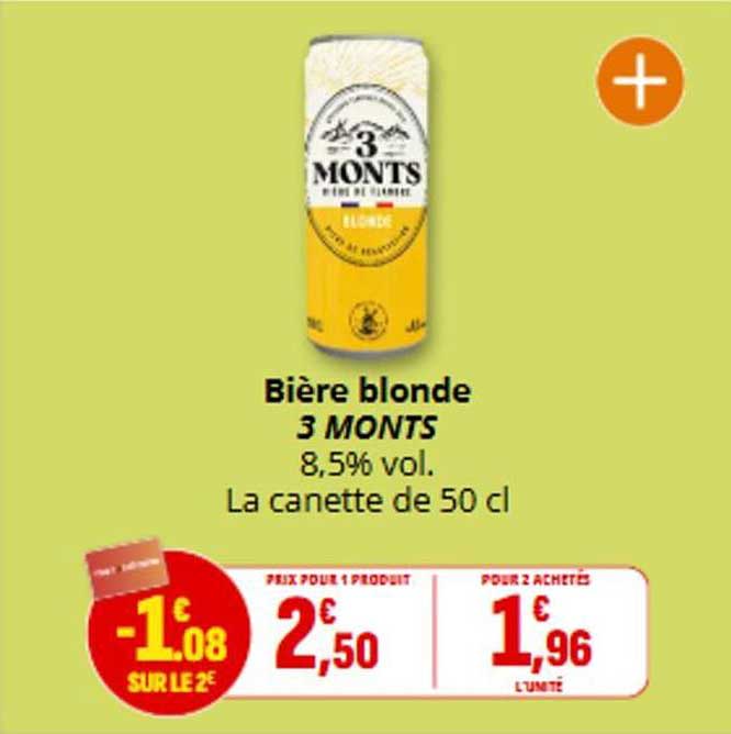 Bière blonde 3 MONTS 8,5% vol. La canette de 50 cl