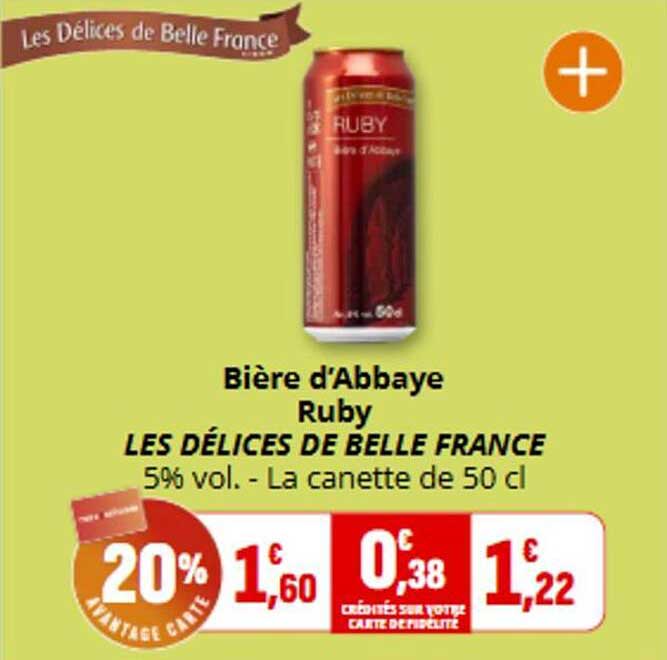 Bière d'Abbaye Ruby LES DÉLICES DE BELLE FRANCE 5% vol. - La canette de 50 cl