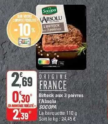 Bifteck aux 3 poivres l'Absolu SOCOPA