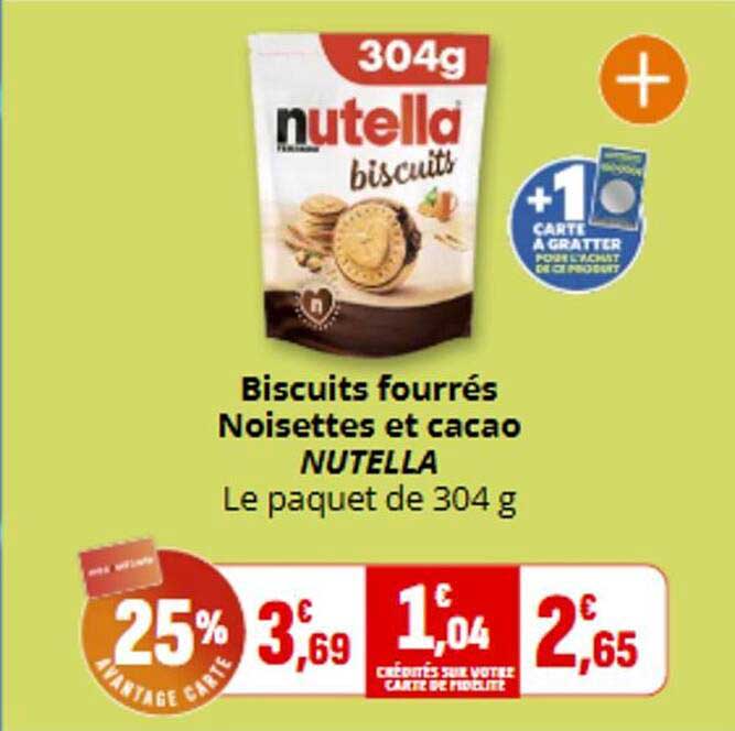 Biscuits fourrés Noisettes et cacao NUTELLA Le paquet de 304 g