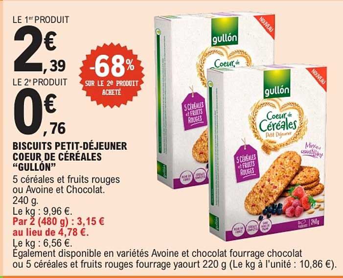 BISCUITS PETIT-DÉJEUNER COEUR DE CÉRÉALES “GULLÓN”