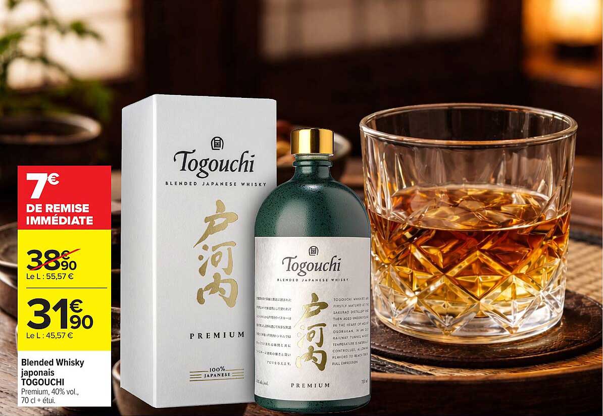 Blended Whisky japonais TOGOUCHI Premium, 40% vol., 70 cl + étui.