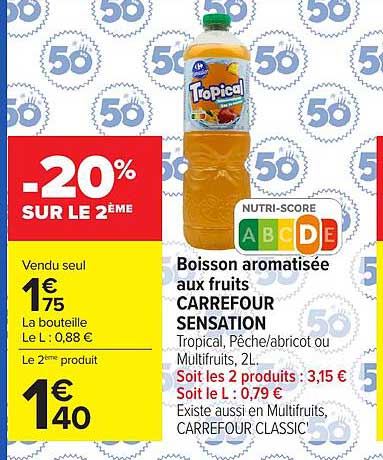 Boisson aromatisée aux fruits CARREFOUR SENSATION