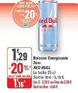 Boisson Energisante Zéro RED BULL La boite 25 cl
