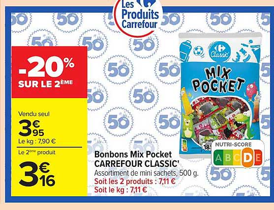 Bonbons Mix Pocket CARREFOUR CLASSIC'