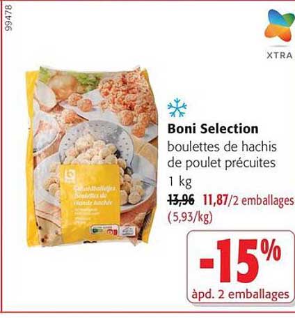 Boni Selection boulettes de hachis de poulet précuites