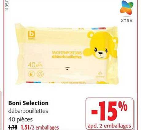 Boni Selection débarbouillettes 40 pièces