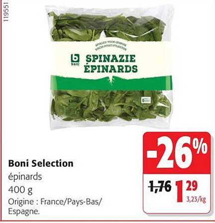 Boni Selection épinards 400 g