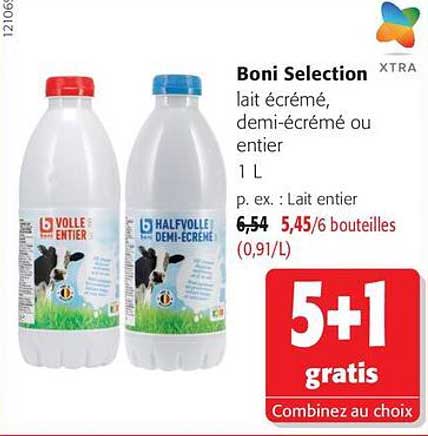Boni Selection lait écrémé, demi-écrémé ou entier 1 L