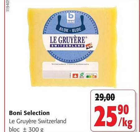 Boni Selection Le Gruyère Switzerland bloc ± 300 g