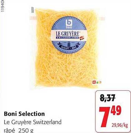 Boni Selection Le Gruyère Switzerland râpé 250 g