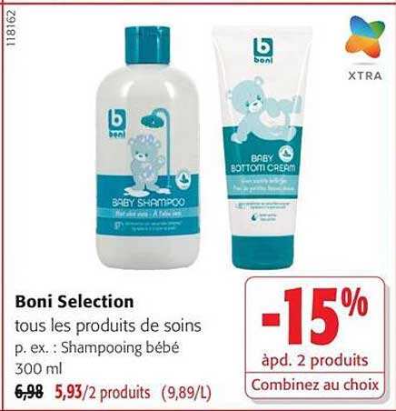 Boni Selection tous les produits de soins p. ex. : Shampooing bébé 300 ml
