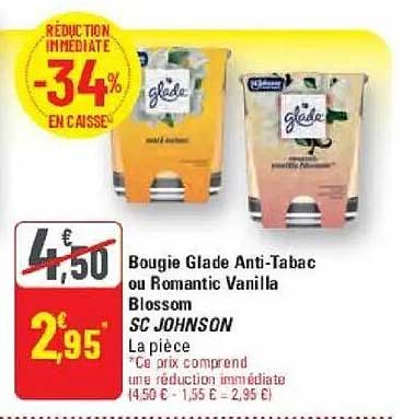 Bougie Glade Anti-Tabac ou Romantic Vanilla Blossom