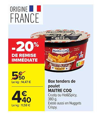 Box tenders de poulet MAITRE COQ