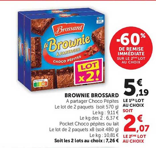 BROWNIE BROSSARD À partager Choco Pépites