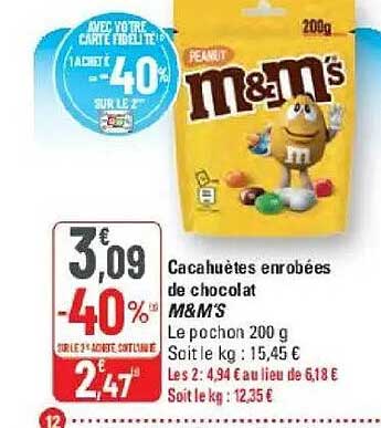 Cacahuètes enrobées de chocolat M&M’s