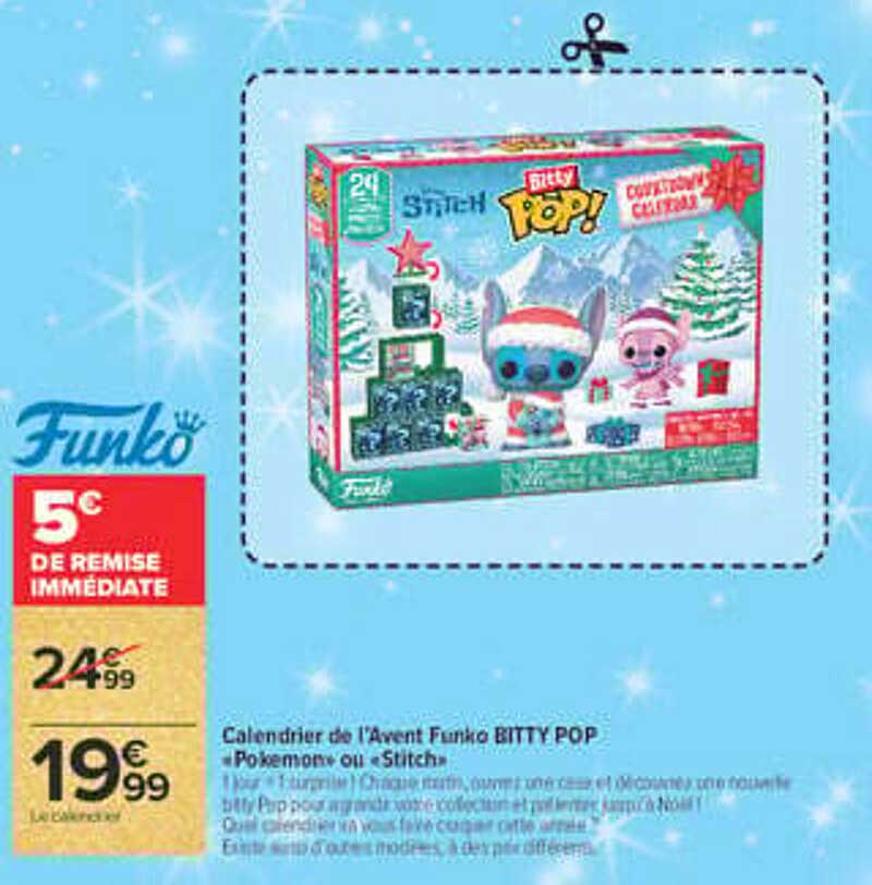 Calendrier de l'Avent Funko BITTY POP - Pokémon ou Stitch