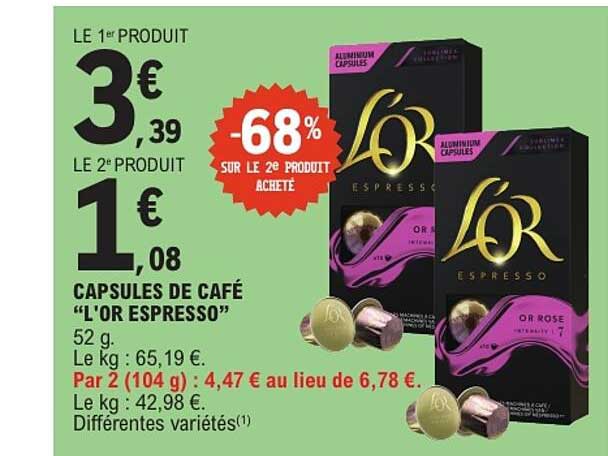 CAPSULES DE CAFÉ “L’OR ESPRESSO”