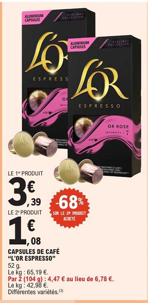 CAPSULES DE CAFÉ "L'OR ESPRESSO"