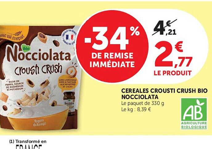 CEREALES CROUSTI CRUSH BIO NOCCIOLATA