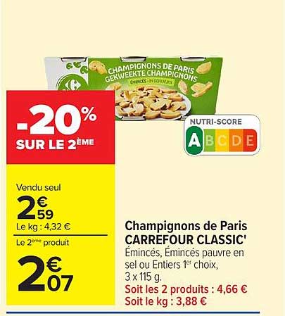 Champignons de Paris CARREFOUR CLASSIC'