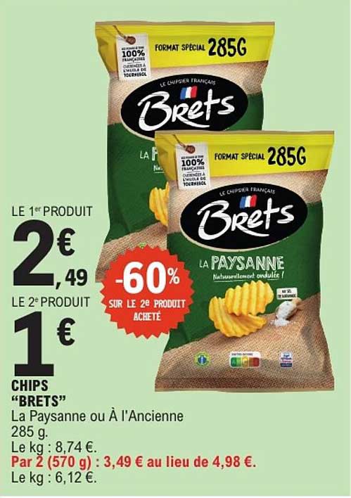 CHIPS "BRETS" La Paysanne ou À l'Ancienne 285 g
