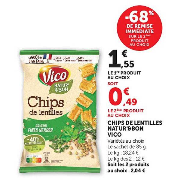 CHIPS DE LENTILLES NATUR’&BON VICO