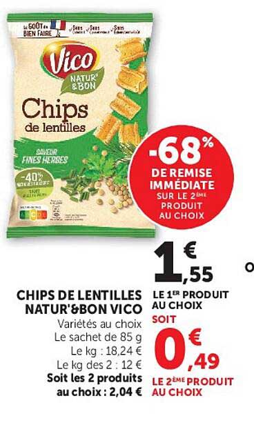 CHIPS DE LENTILLES NATUR'&BON VICO