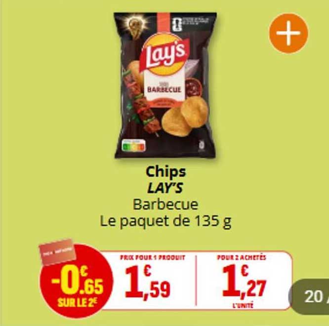Chips LAY'S Barbecue Le paquet de 135 g