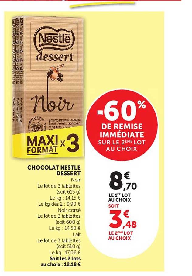 CHOCOLAT NESTLE DESSERT Noir