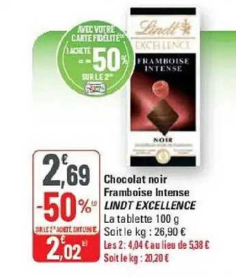 Chocolat noir Framboise Intense LINDT EXCELLENCE
