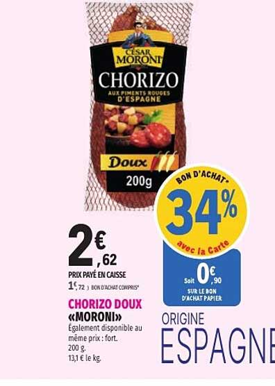CHORIZO DOUX «MORONI»