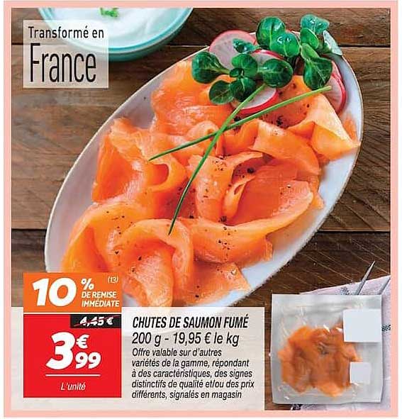 CHUTES DE SAUMON FUMÉ 200 g - 19,95 € le kg