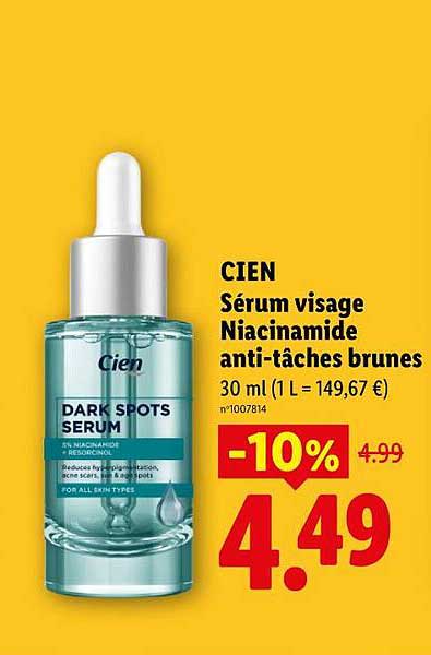 CIEN Sérum visage Niacinamide anti-tâches brunes