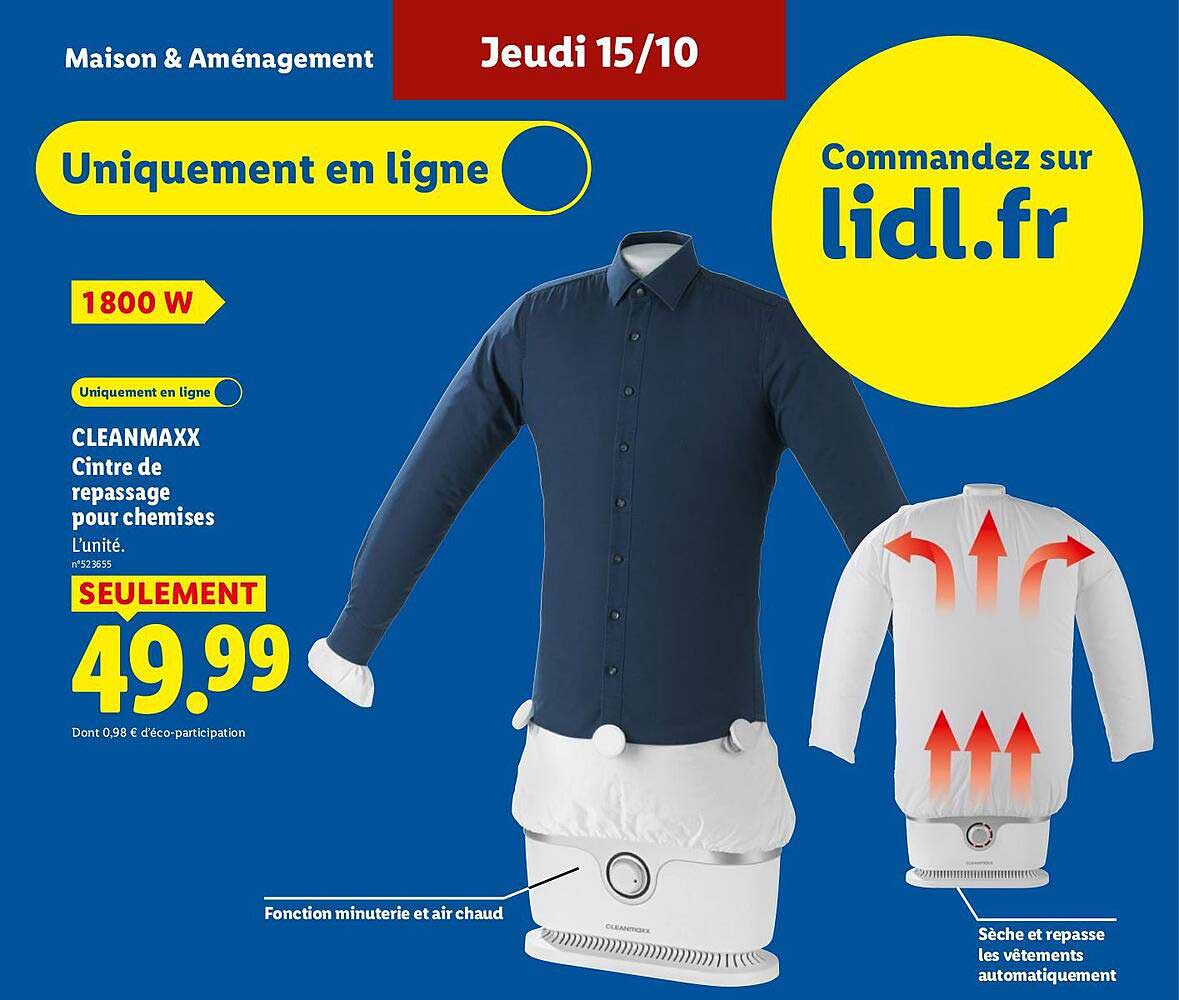 CLEANMAXX Cintre de repassage pour chemises
